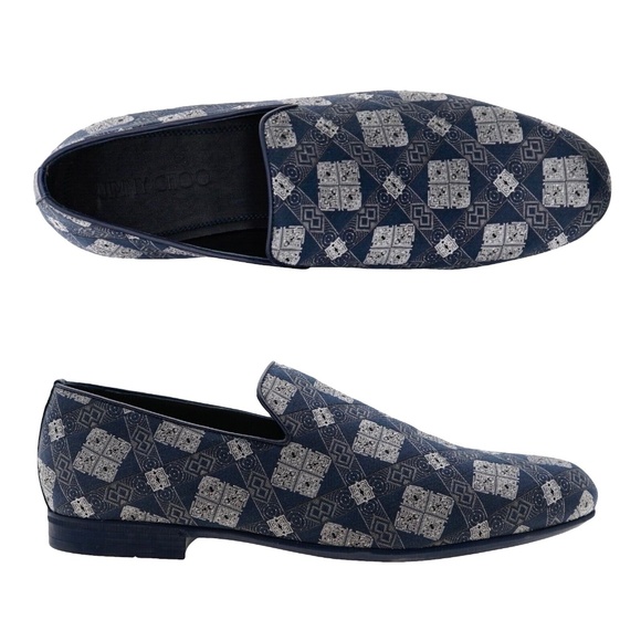 Jimmy Choo Loafers Sloane Blue Slip-On Shoes Size 11.5 New - Picture 1 of 7